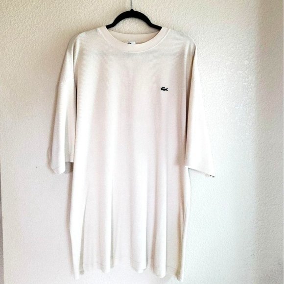 Lacoste Mens Thermal Shirt Henley  Big & Tall Short Sleeve  7 XL Cream - Picture 6 of 6
